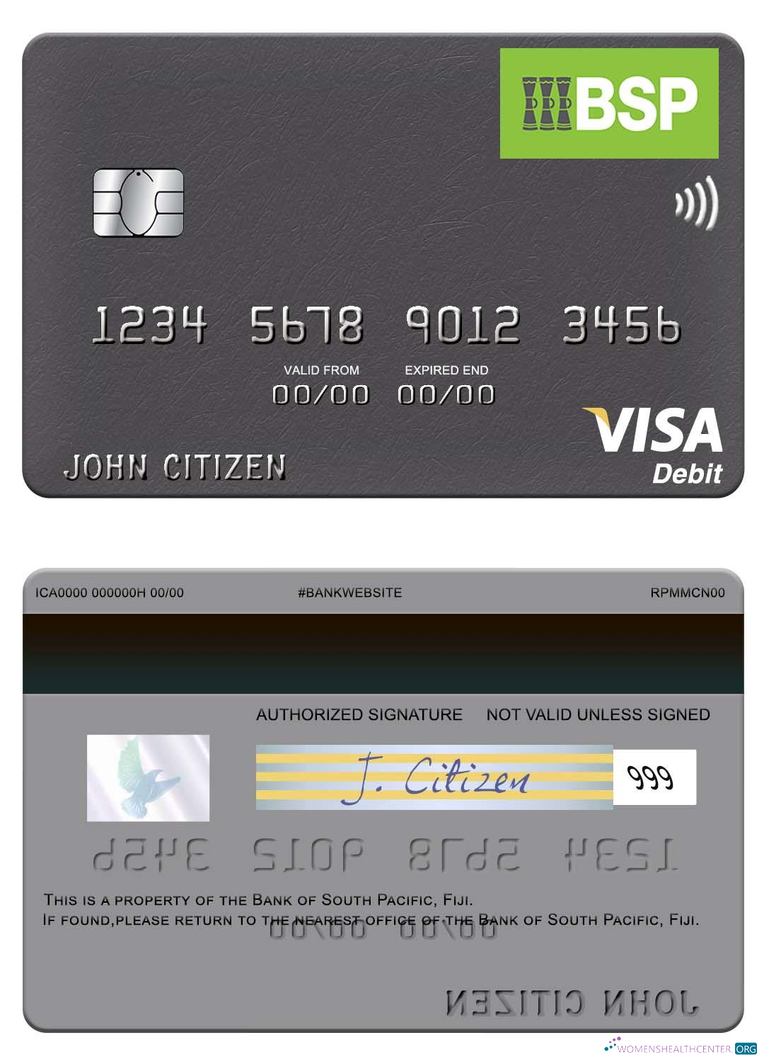Download Fiji Bank of South Pacific visa debit card Photoshop template